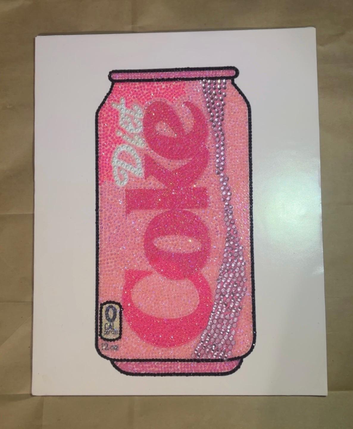 Pink Diet Coke Can Art, Sparkly Pop Art Canvas, Rhinestone Drink Decor ...