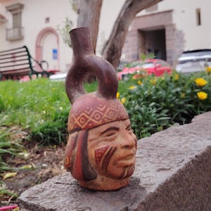 Ancient Ceramics - Ancestral Face with Symbolic Design - Peruvian Pre-Columbian Art