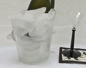 Holiday Crystal Ice Bucket with Etched Swags,
