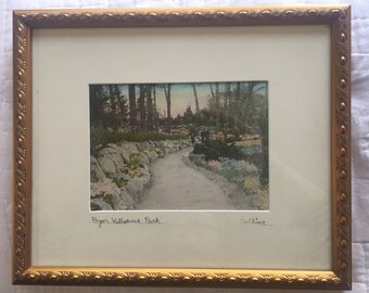 Framed Antique Hand-Colored Roger Williams Park Photograph