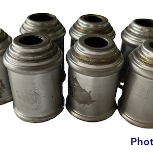 7 Vintage Brass Candle Cups Painted Silver Chandelier Parts
