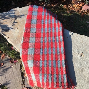 Red and Blue Woven WoolPennsylvania Coverlet