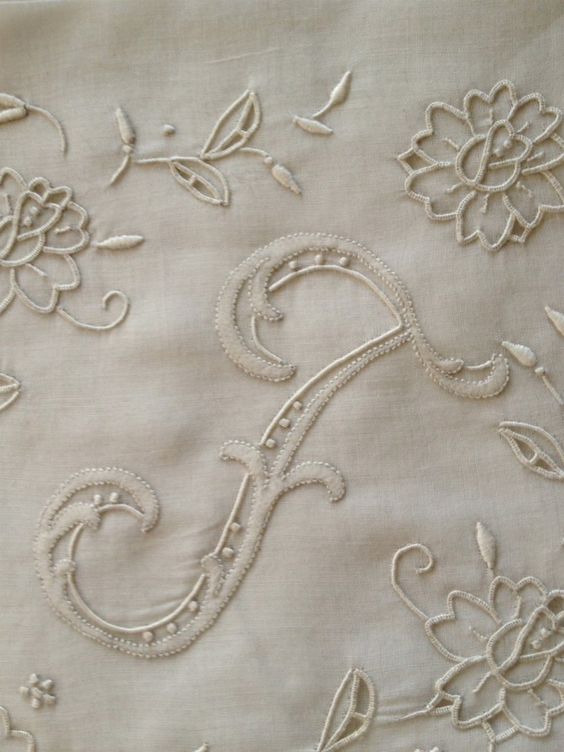 Embroidered Cotton Madeira Handkerchief, Monogram T Etsy
