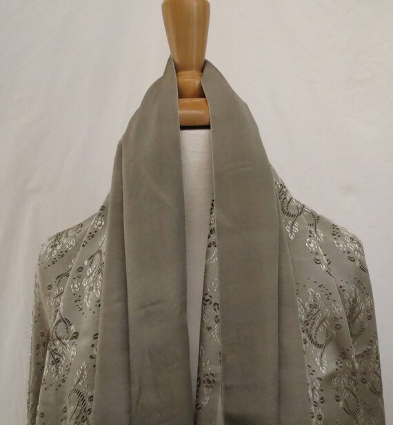 Gray/Brown Silk Shawl with Tassel Holiday or New … - image 1