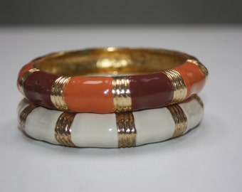 Autumn Enamel Bangles, Vintage, A Pair