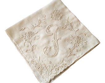 Embroidered Cotton Madeira Handkerchief, Monogram T