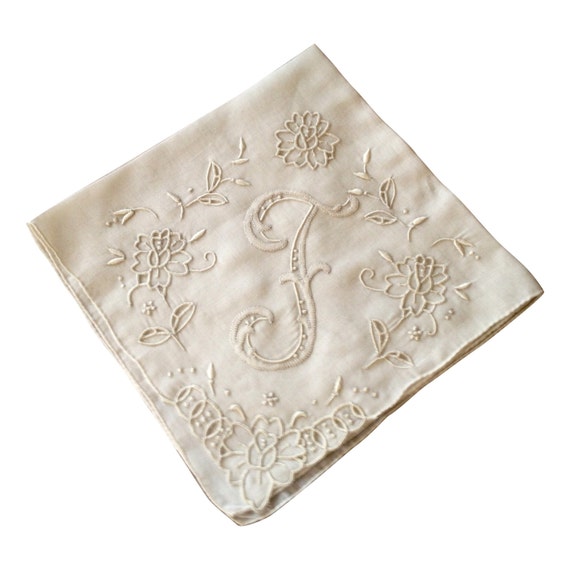 Embroidered Cotton Madeira Handkerchief, Monogram 
