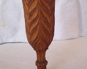 Hand Carved Wood Treen Vase Goblet