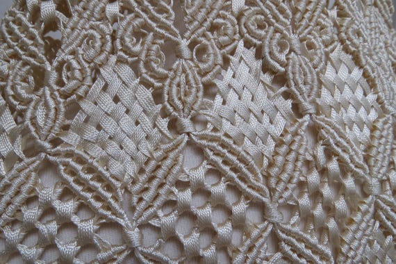 Creme Long-Fringeded Silk Shawl, 1970s - image 6