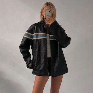 90s Vintage Handmade Sheepskin Leather Motorcycle Jacket