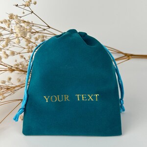 50 pcs Custom Velvet drawstring pouch. Custom Text or Logo Velvet Bag for Jewelry. Velvet bag for gifts. Gifts Drawstring pouch