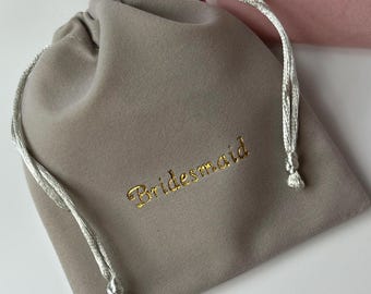 Special Occasion Velvet Bags, Custom Text Drawstring Mini Bags