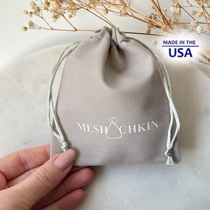 50 Grey Velvet Drawstring Pouches: Personalized Jewelry Packaging