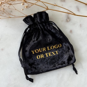 50 pcs Custom Logo Velvet Pouches, 4x5 inch Black Pouches , Custom Text Gift Bags, Wedding Gift Mini Bags, Burgundy Drawstring Bag
