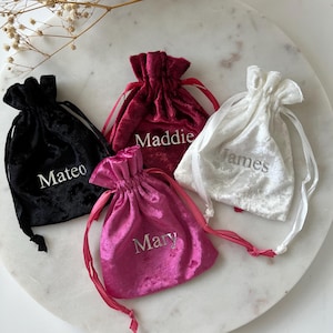 Personalized Velvet Drawstring Bag: Custom Name Jewelry Pouch