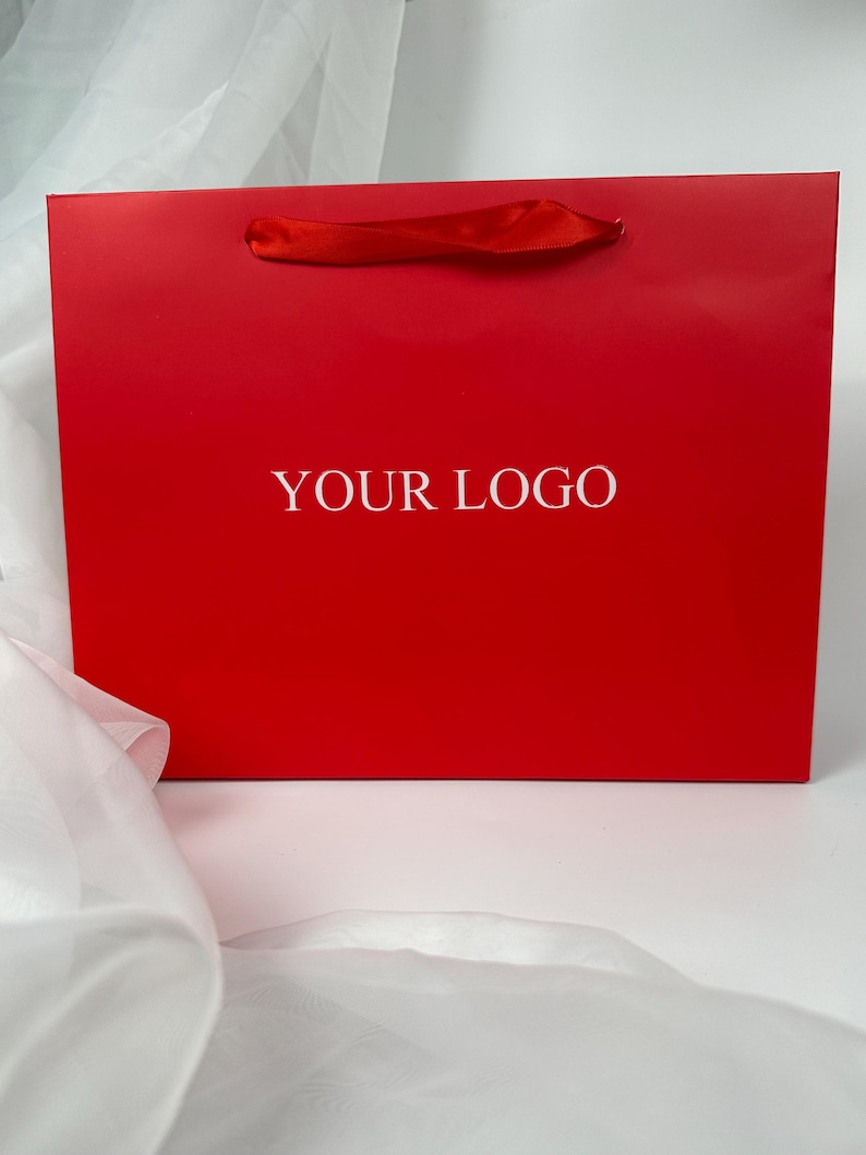 50 Pcs Custom Business Logo Paper Gift Bags - Etsy