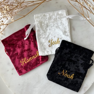 Personalized Name Drawstring Bag, Personalized Velvet Jewelry Pouch Custom Drawstring Bag With Name Or Logo Custom Gifts Drawstring Bag