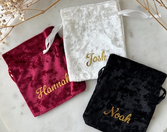 Personalized Name Drawstring Bag, Personalized Velvet Jewelry Pouch Custom Drawstring Bag With Name Or Logo Custom Gifts Drawstring Bag