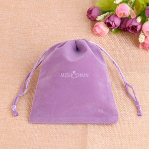 Custom Logo Lavender Velvet Bags, Custom Text and Logo Drawstring Velvet Mini Bags, Personalized Packaging, Small Gift Bags, Small Pouches