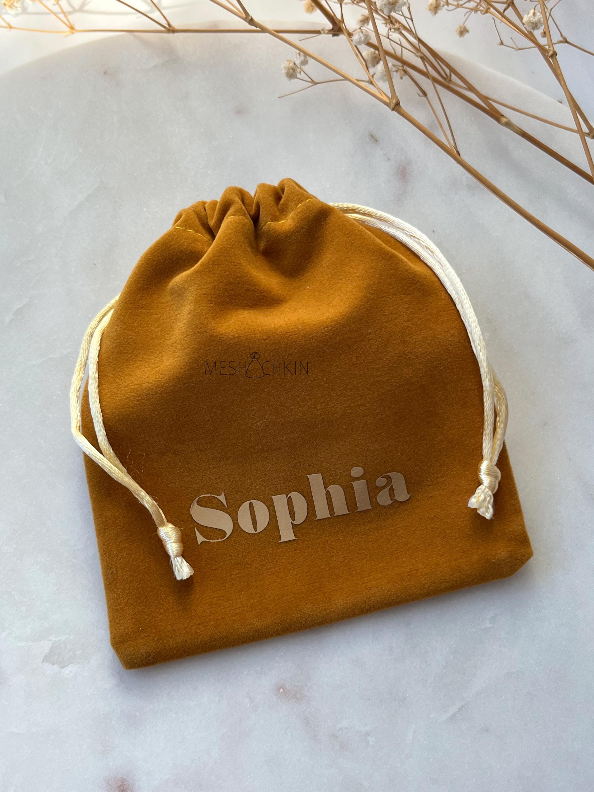 Personalized Name Drawstring Bag, Named Velvet Pouch, Custom Pull String Bag, Coin Pouch,  Personalized Jewelry Bags, Crystal Pouch