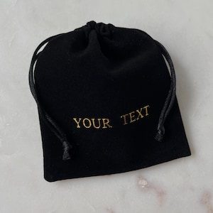 50 pcs Custom Text and Logo Black Velvet Drawstring pouch. Velvet Bag for Jewelry. Velvet bag for gifts. Gifts Drawstring pouch.