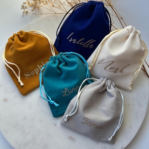Personalized Name Drawstring Bag, Named Velvet Pouch, Custom Pull String Bag, Coin Pouch,  Personalized Jewelry Bags, Crystal Pouch