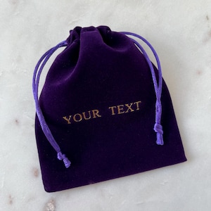 50 Custom Logo Purple Velvet Jewelry Gift Bags: Personalized Drawstring Pouch
