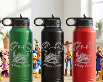 Personalized Disney Cruise Tumblers, Family Cruise 2026 Engraved Water Bottle, Custom Name Disney Vacation Cup, Kids, Adult Travel Drinkware