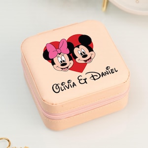 Mickey and Minnie Mouse Jewelry Box, Personalized Valentines Day Gift for Her, Custom Valentine Jewelry Case, Disney Couple Jewelry Storage