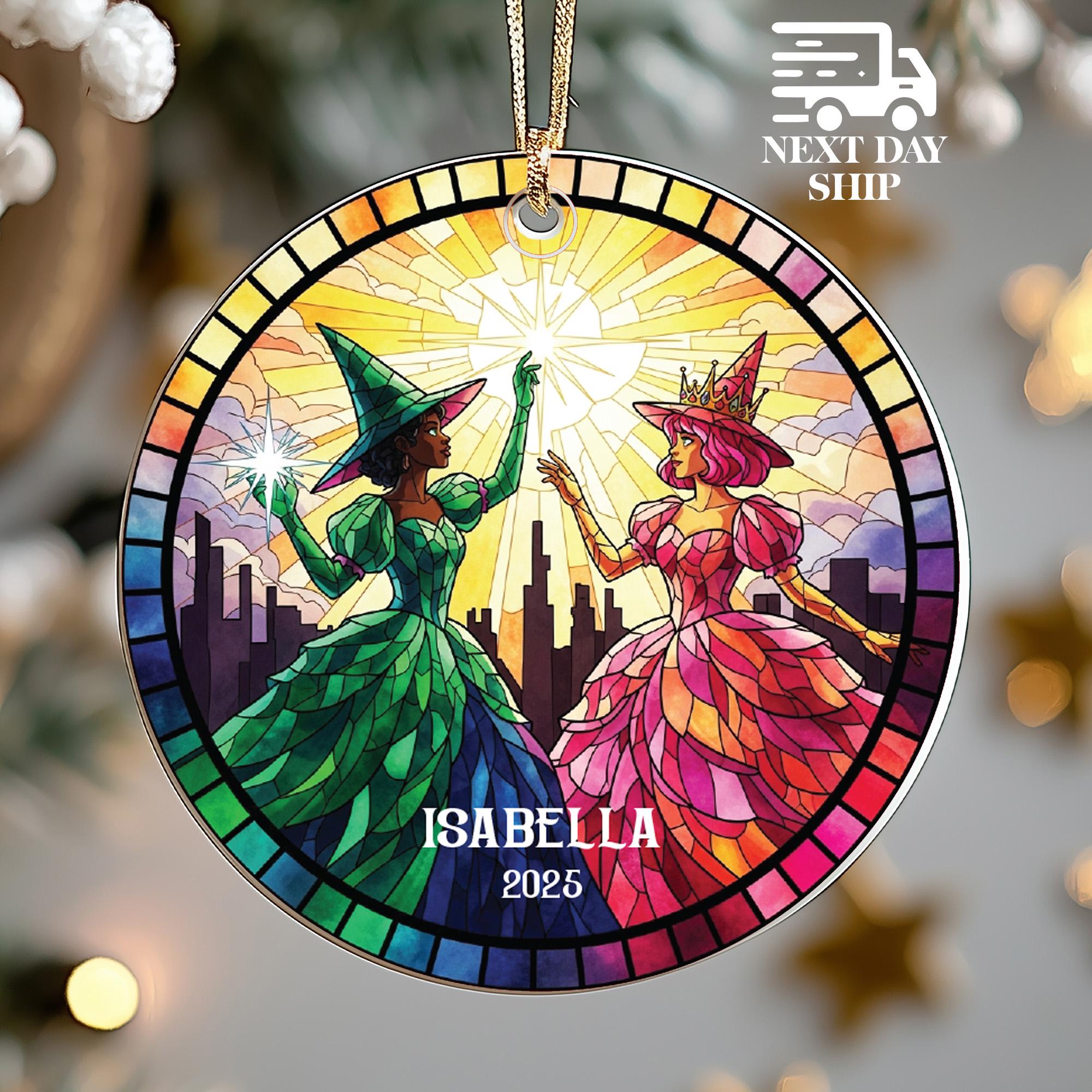 Wicked Stained Glass Ornament, Custom Wicked Ornaments, Personalized Wicked Name Ornament, Broadway Fan Gift Ornament, Wicked Movie Ornament