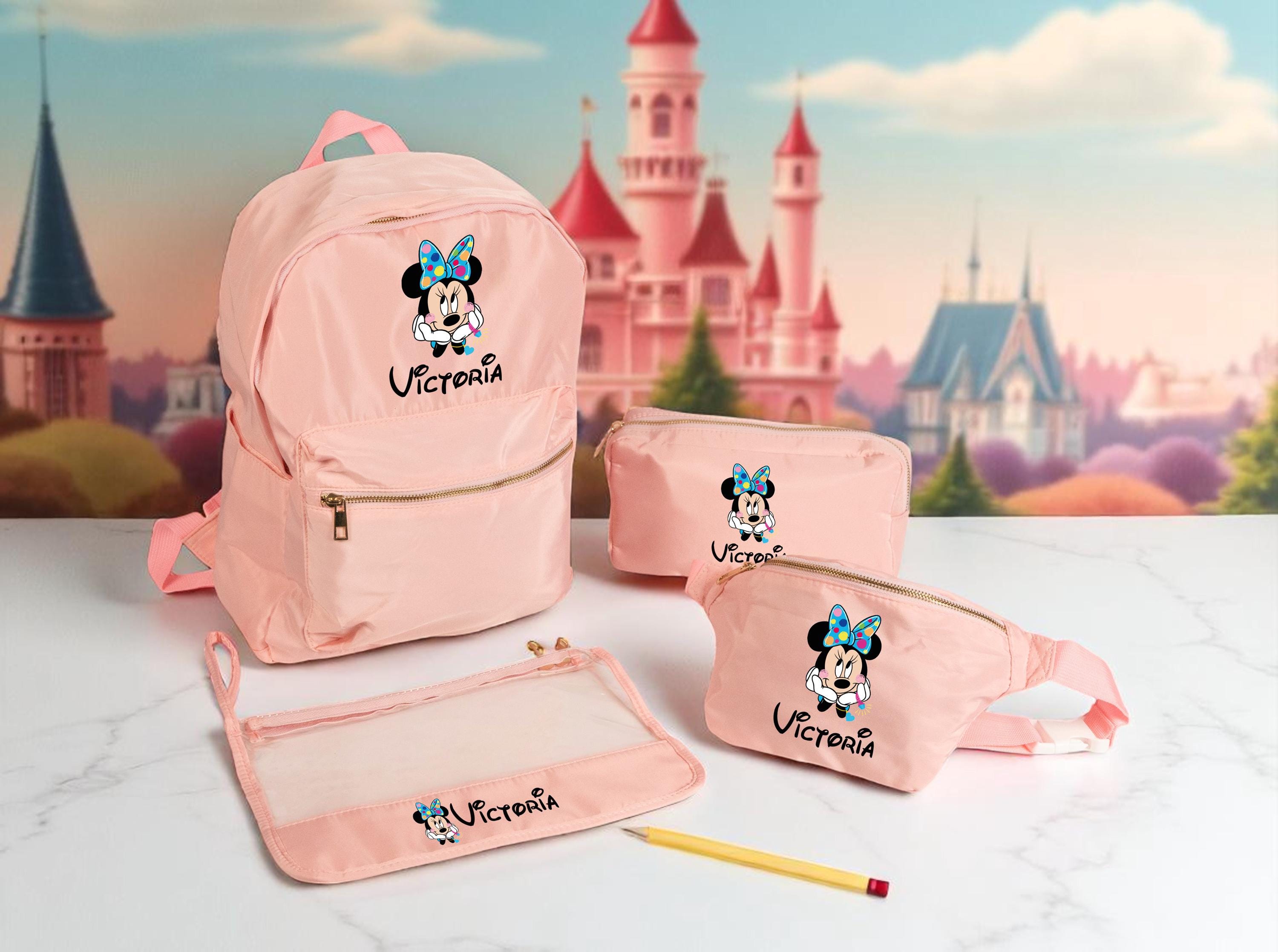 Disney Minnie Mouse Travel Bag, Disneyland Trip Kids Backpack, Custom Name Toddler School Bag, Personalized Mickey Girlfriend Mini Backpack