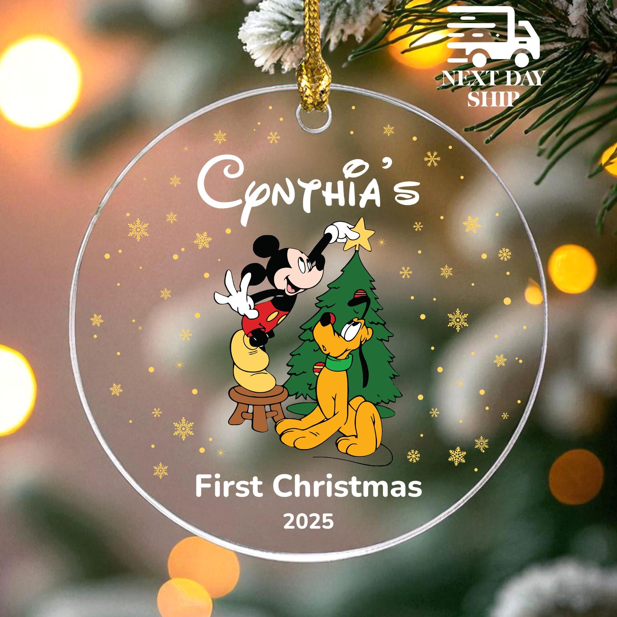 Mickey and Pluto Ornament, Dog Owner Disney Christmas Ornament, Mickey Mouse Christmas Decor, Personalized First Christmas Ornaments