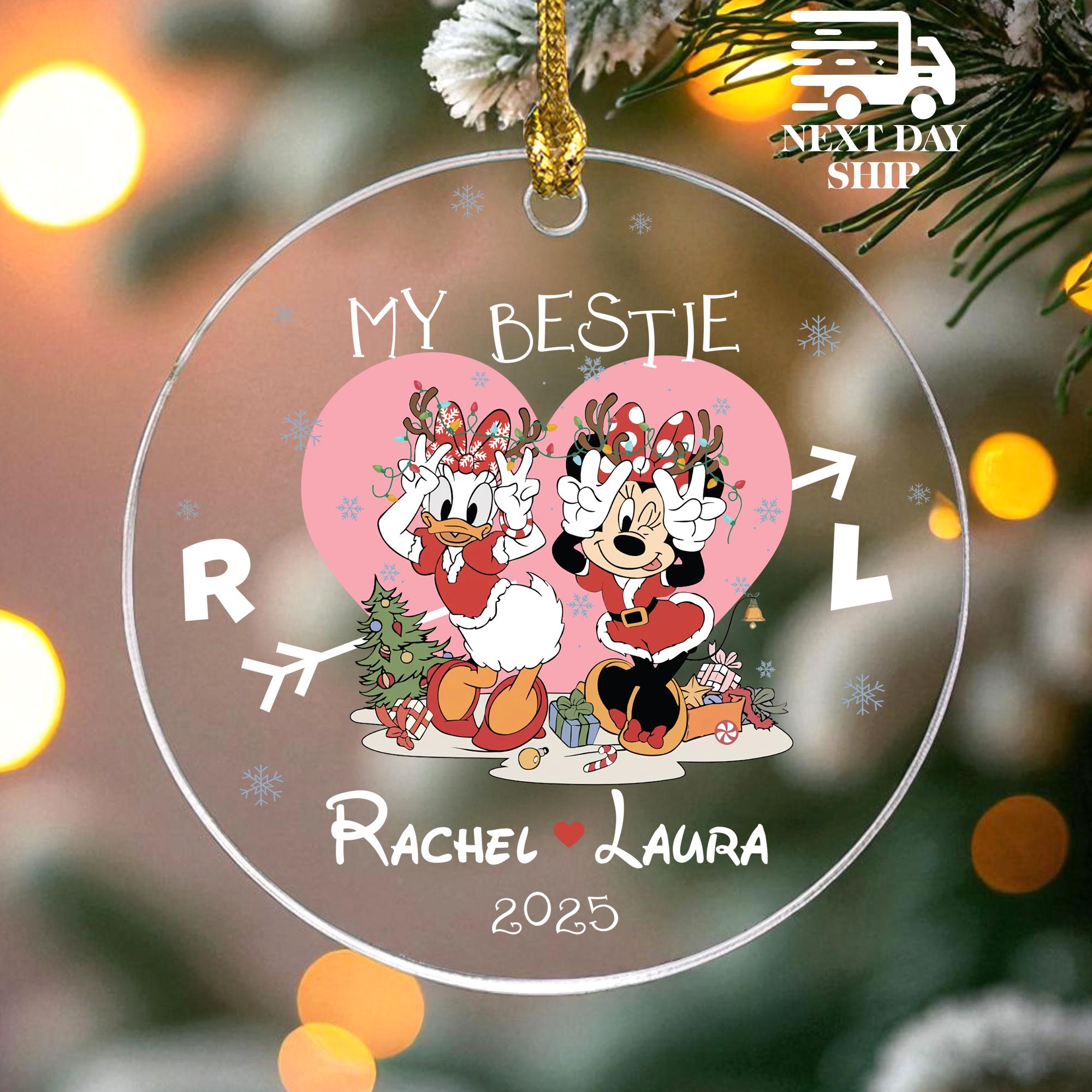 Personalized Disney Bestie Ornament, Christmas Gift For BFF, Holiday Gift For Her, Custom Disney Name Ornament, Christmas Party Favors