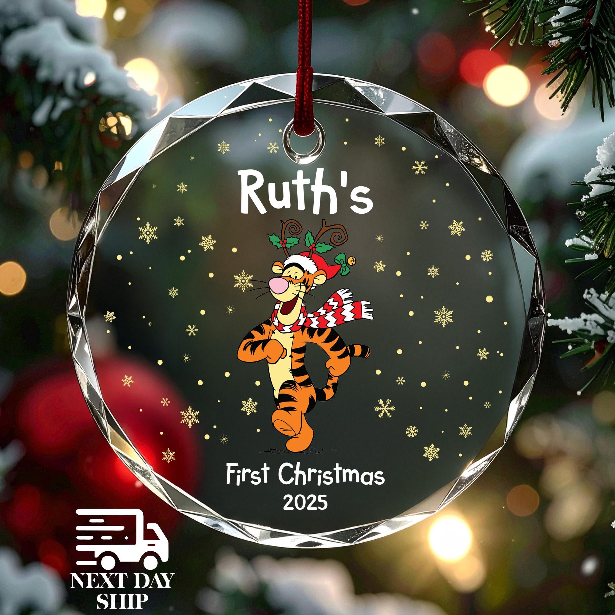 Custom Winnie The Pooh Christmas Ornament, Personalized Tigger Ornament, Kids Name Ornament, Disney Lover Gifts, Acrylic Ceramic Glass