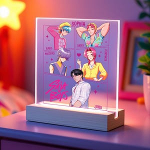Custom Acrylic LED Lamp, Saja Boys with Personalized Name or Date, Anime Fan Gift Room Decor, Acrylic Stand Plaque with Light, Gift for Her