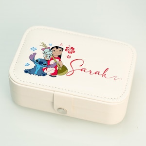 Stitch and Lilo Cute Disney Jewelry Boxes for Kids, Personalized Girls Name Jewelry Storage, Disney Family Gifts, Disney Travel Jewelry Case