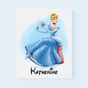 Personalized Princess Canvas, Custom Name Art, Disney Princess Decor, Fairytale Storybook Print, Girls Room Wall Decor, Gifts for Girls