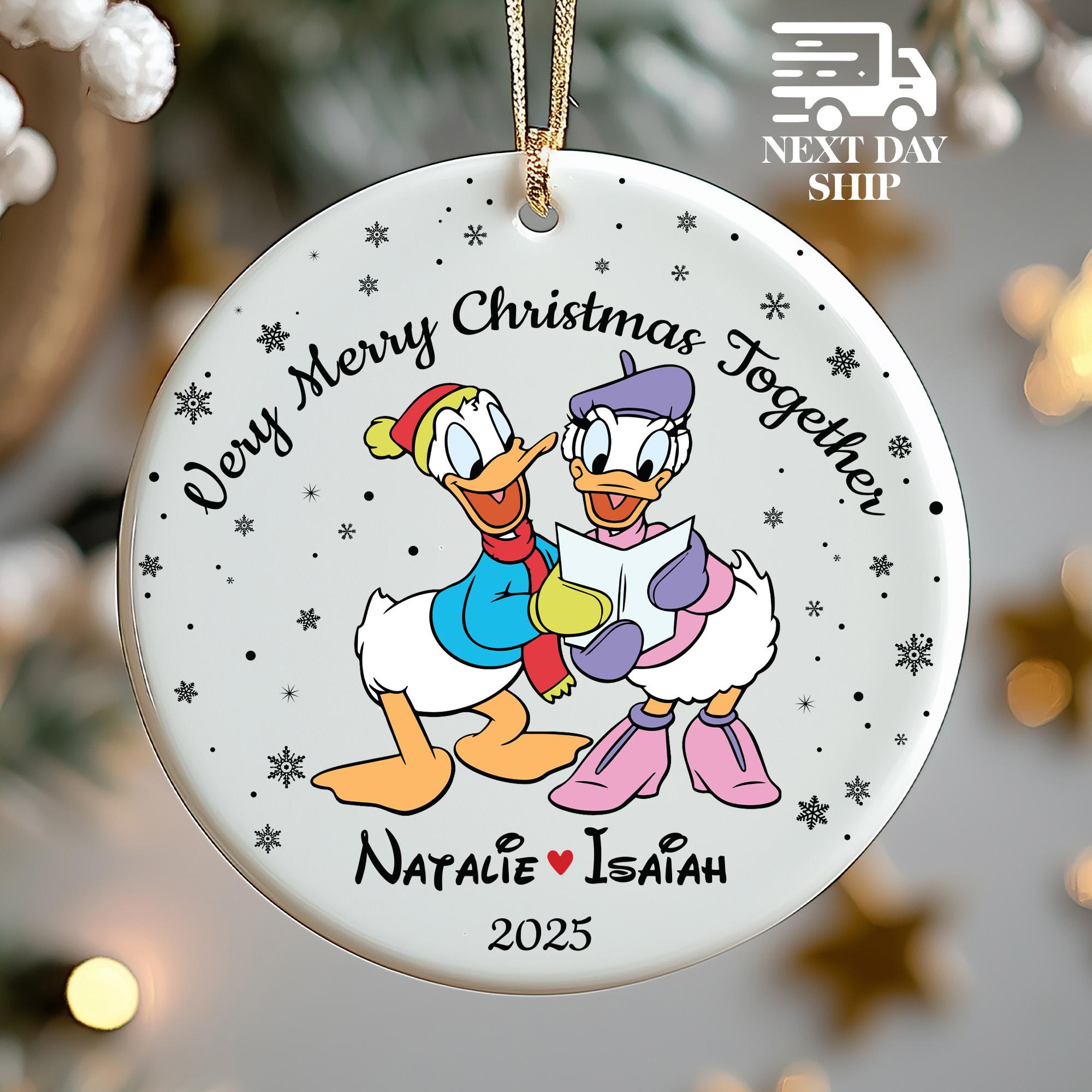 Donald and Daisy Duck Ornament with Name, Personalized Couples Ornaments, Very Merry Christmas Together Keepsake, Disney Couple Keepsake