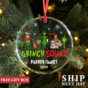 Custom Grinch Squad Ornaments, Personalized Family Name Ornament, Funny Family Ornament, Christmas Family Keepsake Gifts, Holiday Decor