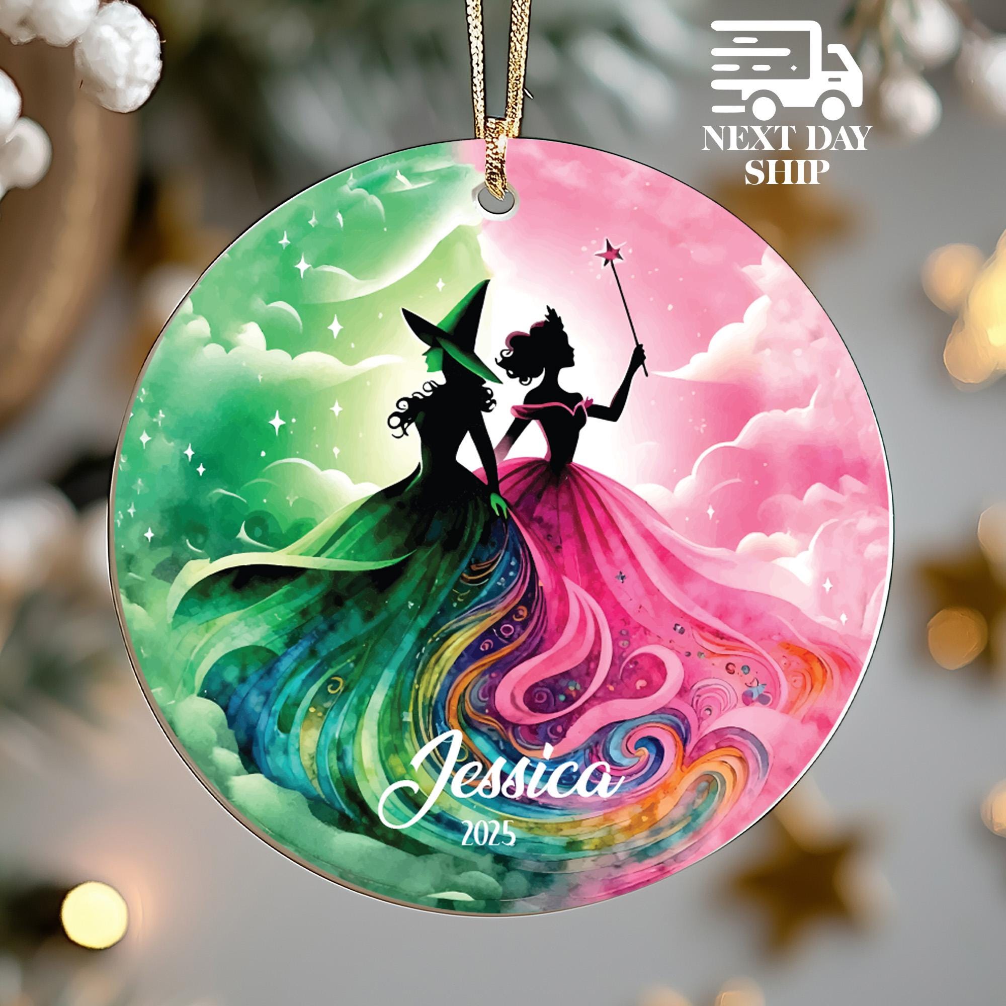 Unique Wicked Ornament, Christmas Wicked Gift Ornament, Holiday Wicked Decor Ornament, Gift For Her, Gift For Girl, Wicked Pink And Green