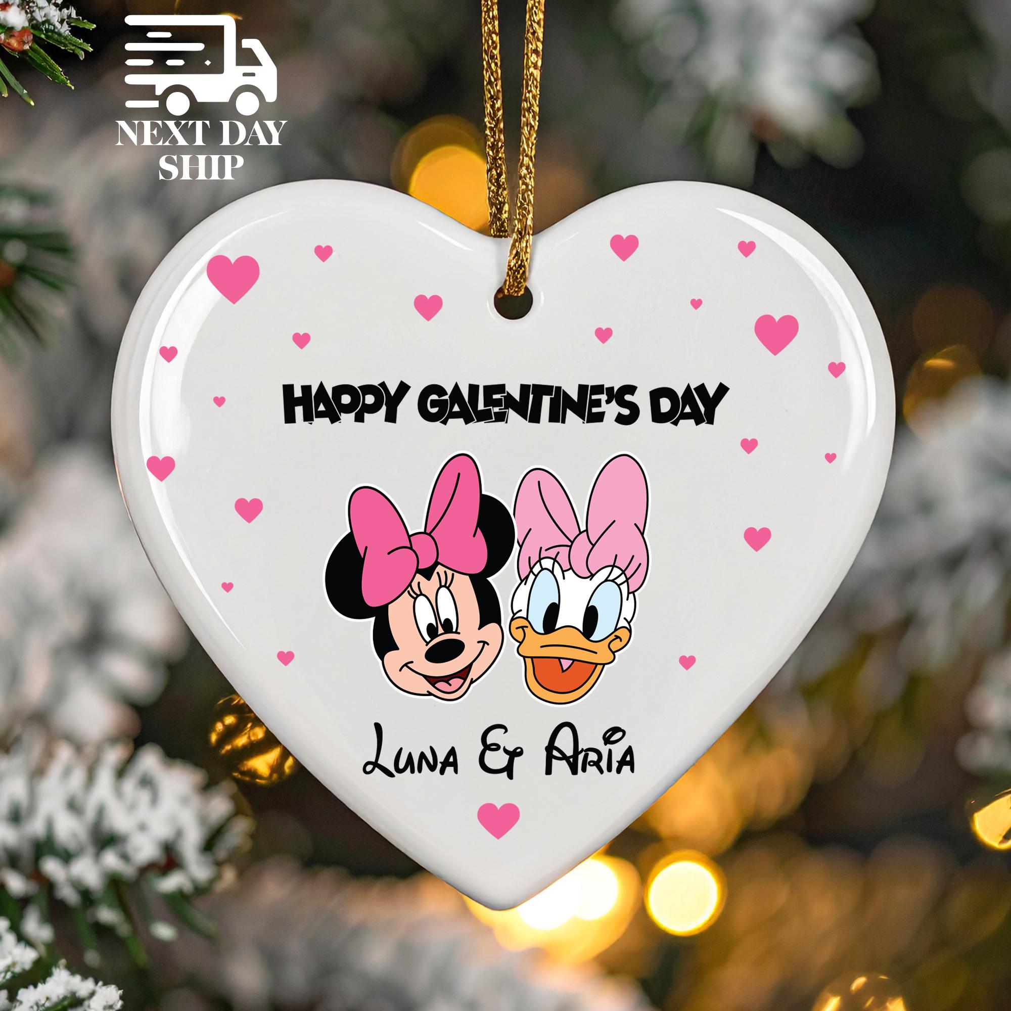 Galentines Day Ornament, Personalized Bestie Ornament, Disney Sisters Gift, Custom Name Ornament, Minnie Mouse and Daisy Duck Keepsake