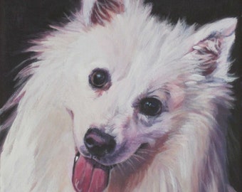 American Eskimo Dog portrait art print of LA Shepard painting 12x16