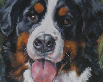 BERNESE Mountain DOG art PRINT of LAShepard painting  5x10"