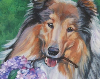 Ruwe Collie art print portret van LAShepard schilderij 11x14