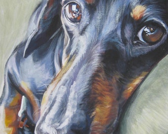 DACHSHUND dog PORTRAIT art canvas PRINT of painting by LAShepard 11x14"
