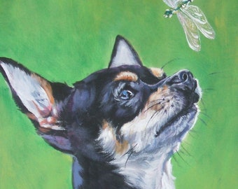 Retrato artístico de perro CHIHUAHUA IMPRESIÓN de pintura LAShepard 8x10