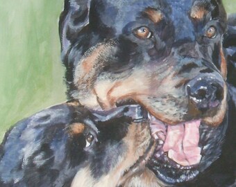 ROTTWEILER dog art portrait PRINT of LA Shepard painting 8x10