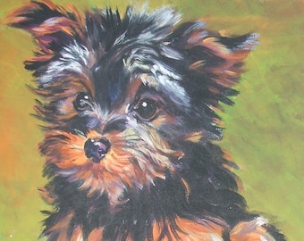 YORKIE Yorkshire Terrier dog art canvas PRINT of LA Shepard painting 8x10