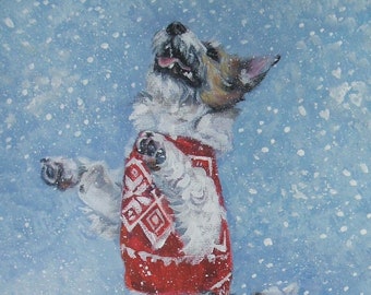 jrt JACK RUSSELL terrier dog portrait art  PRINT of LAShepard painting 8x10"