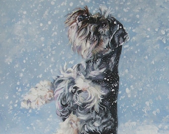 Miniature SCHNAUZER dog ART PRINT of LAShepard painting 8x10